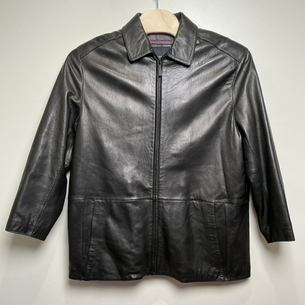 Marc New York Men's 100% Leather Black‎ Jacket – Full Zip – Lined – Size XL